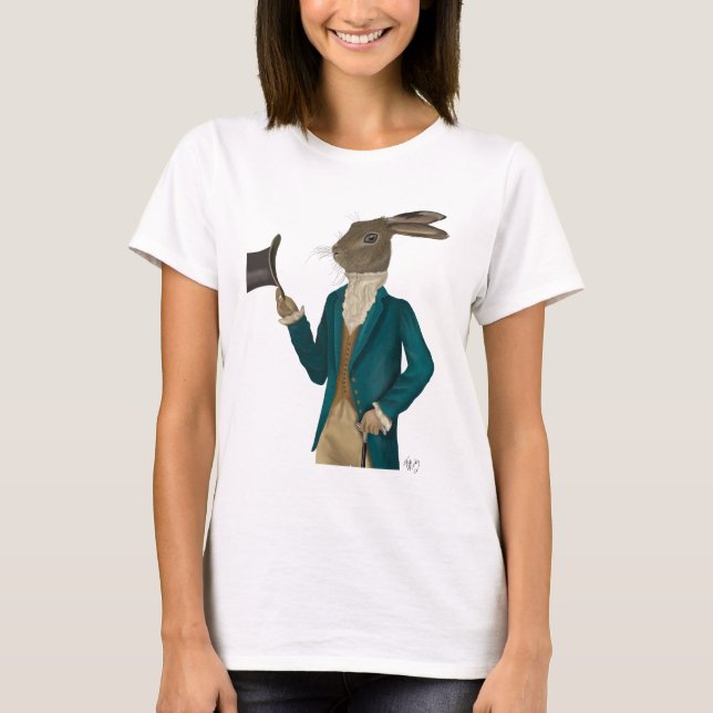 Hare In Turquoise Coat T-Shirt (Front)