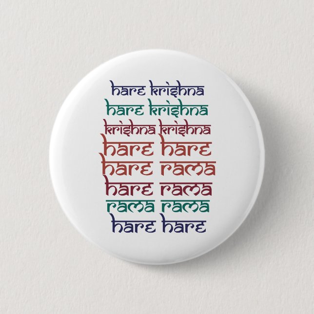 Hare Krishna Hare Krishna Mantra Chanting Hinduism 6 Cm Round Badge (Front)