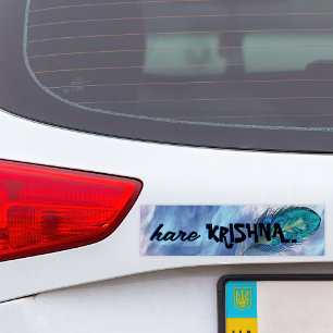 "Hare Krishna" Peacock Feather Hindu Bumper Sticker