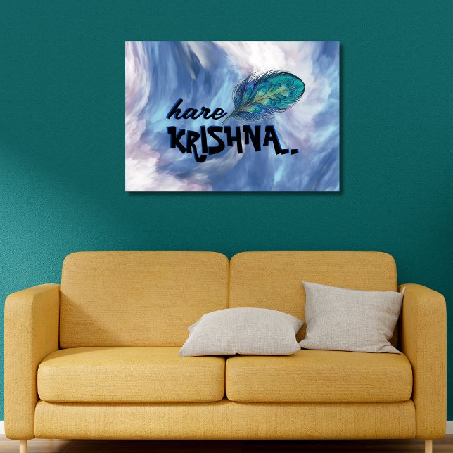 "Hare Krishna" Peacock Feather Hindu Canvas Print (Creator Uploaded)