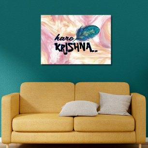 "Hare Krishna" Peacock Feather Hindu Canvas Print