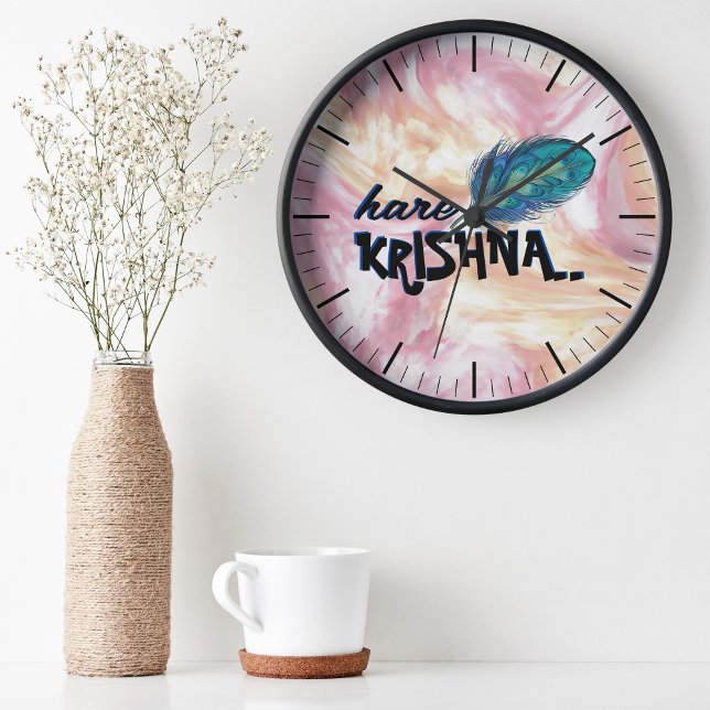"Hare Krishna" Peacock Feather Hindu Clock (Creator Uploaded)