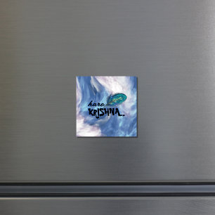 "Hare Krishna" Peacock Feather Hindu Magnet