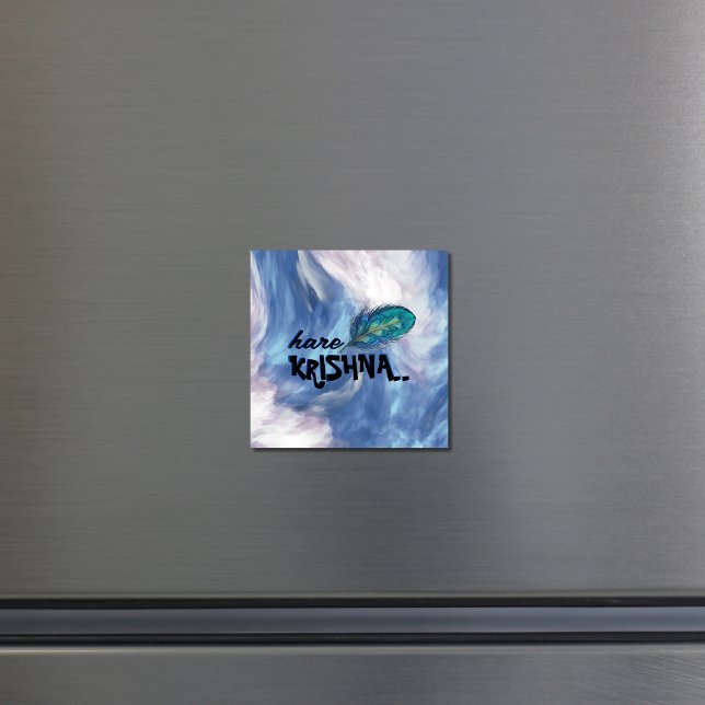 "Hare Krishna" Peacock Feather Hindu Magnet (Creator Uploaded)