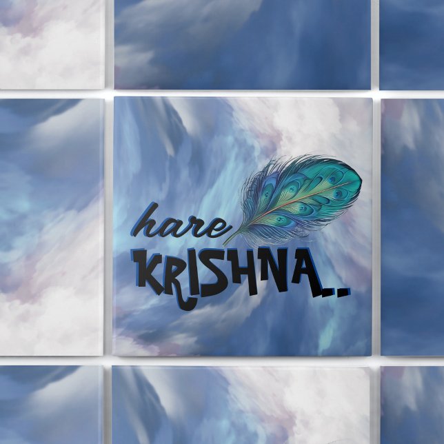"Hare Krishna" Peacock Feather Hindu Tile (Creator Uploaded)