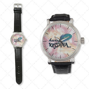 "Hare Krishna" Peacock Feather Hindu Watch