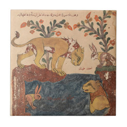Hare Lion Indian Renaissance Fable Ce Tile