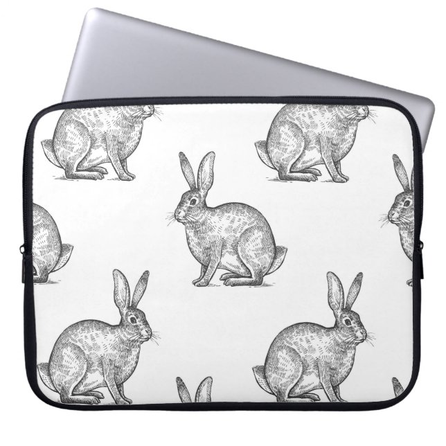 Hare or rabbit. Seamless pattern with forest anima Laptop Sleeve (Front)