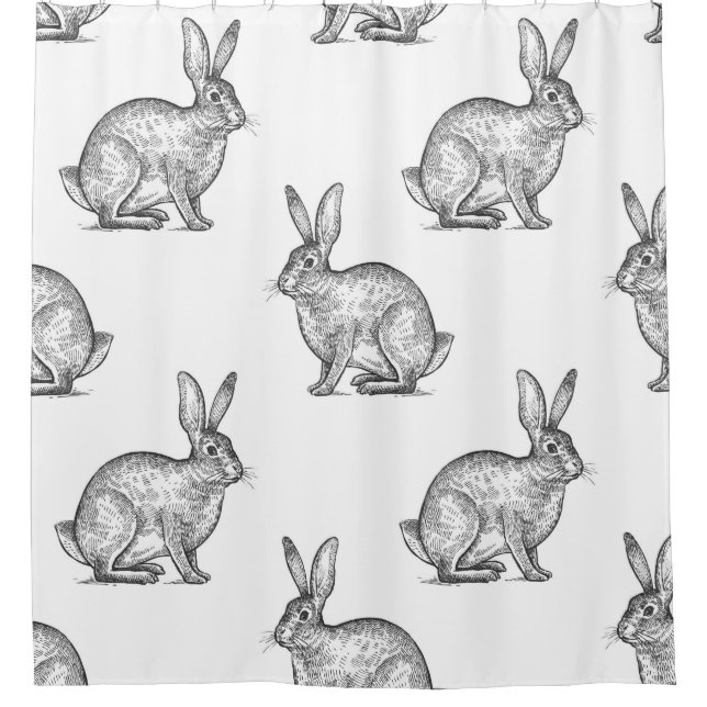 Hare or rabbit. Seamless pattern with forest anima Shower Curtain (Front)