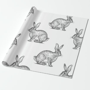 Hare or rabbit. Seamless pattern with forest anima Wrapping Paper