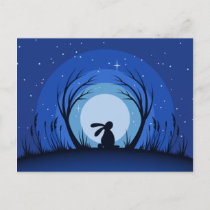 Hare, Rabbit Moonlight Silhouette Postcard