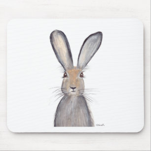 Hare rabbit watercolor mouse mat