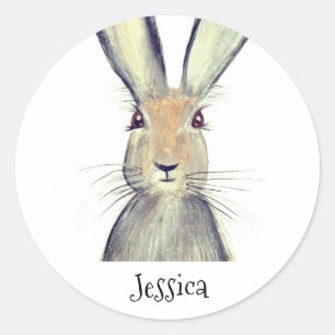 Hare rabbit watercolor Woodland Animal Forest Classic Round Sticker