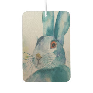 Hare Rabbit Watercolour Blue Car Air Freshener