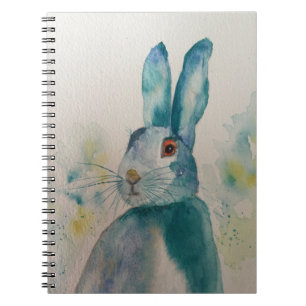 Hare Rabbit Watercolour Blue Notebook