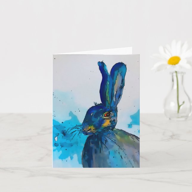 Hare Rabbit Watercolour card (Small Plant)