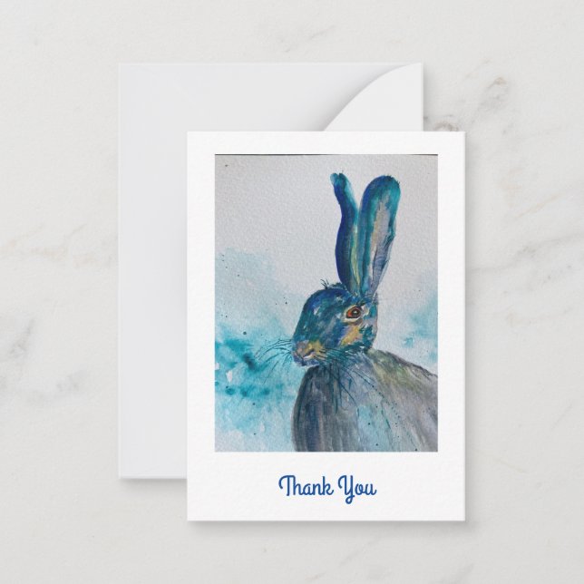 Hare Rabbit Watercolour   Thank you card (Front)