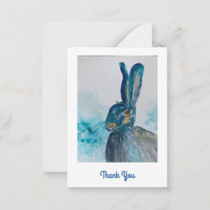 Hare Rabbit Watercolour   Thank you card