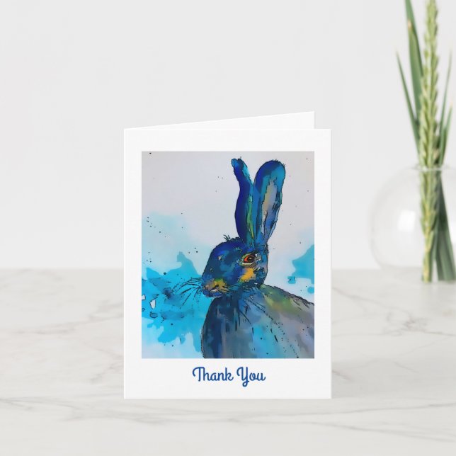 Hare Rabbit Watercolour   Thank you card (Front)