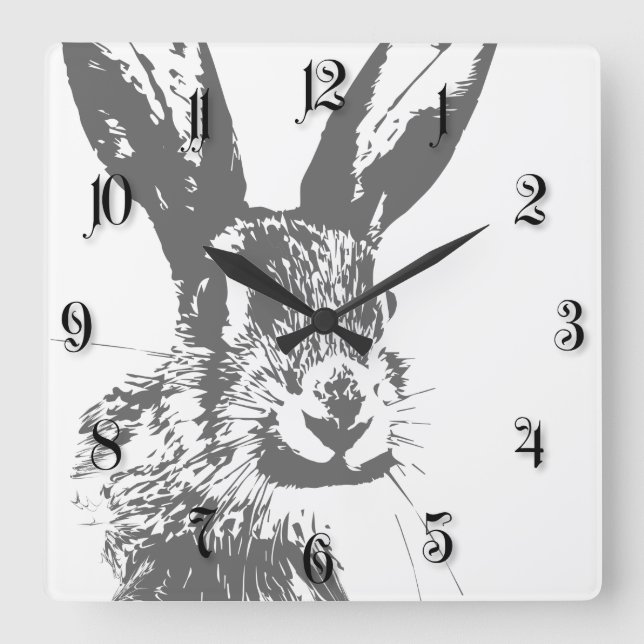 Hare Square Wall Clock (Front)