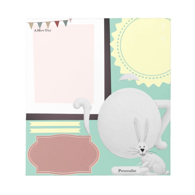 Hare Tea Pot Green Journal Notes Scrapbook Paper (Front)