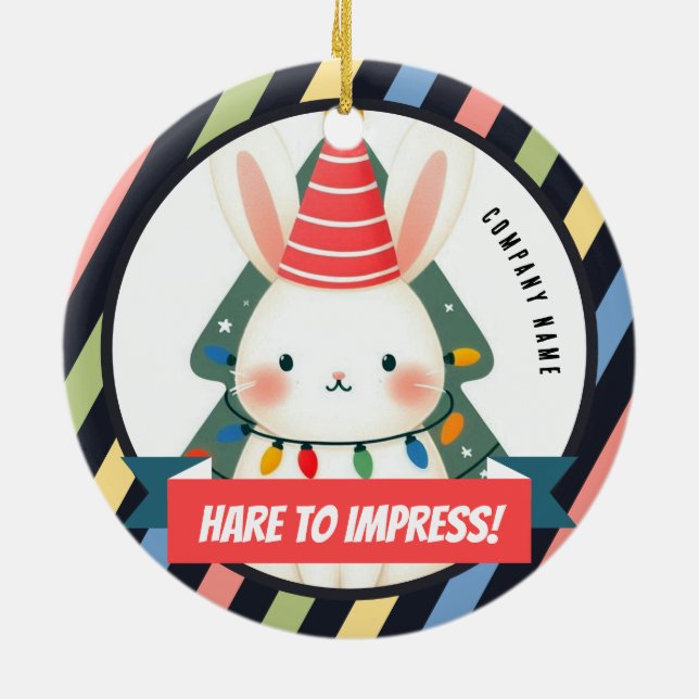 Hare to Impress! Office Christmas  Ceramic Tree Decoration (Back)