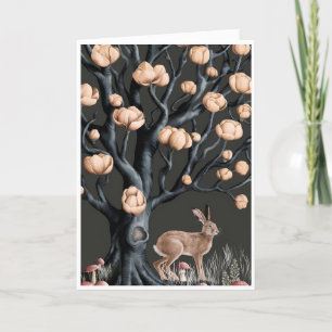 Hare Under A Magnolia Tree Birthday Greeting Card 