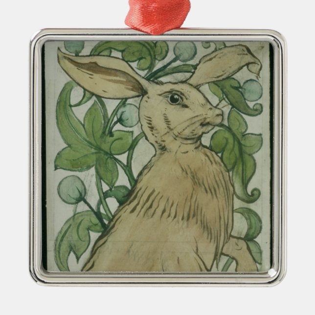 Hare (w/c on paper) metal tree decoration (Front)