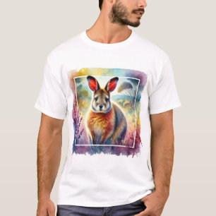 Hare Wallaby 030924AREF125 - Watercolor T-Shirt