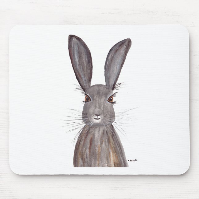Hare watercolor rabbit art mouse mat (Front)