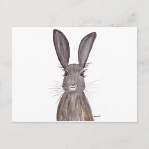 Hare watercolor rabbit art postcard