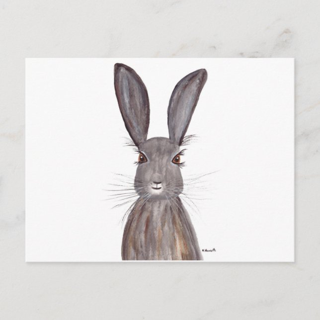 Hare watercolor rabbit art postcard (Front)