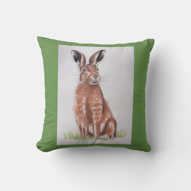 Hare Watercolour Cushion (Front)