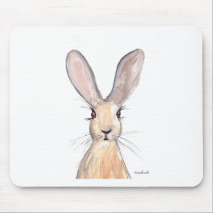 Hare watercolour painting mouse mat