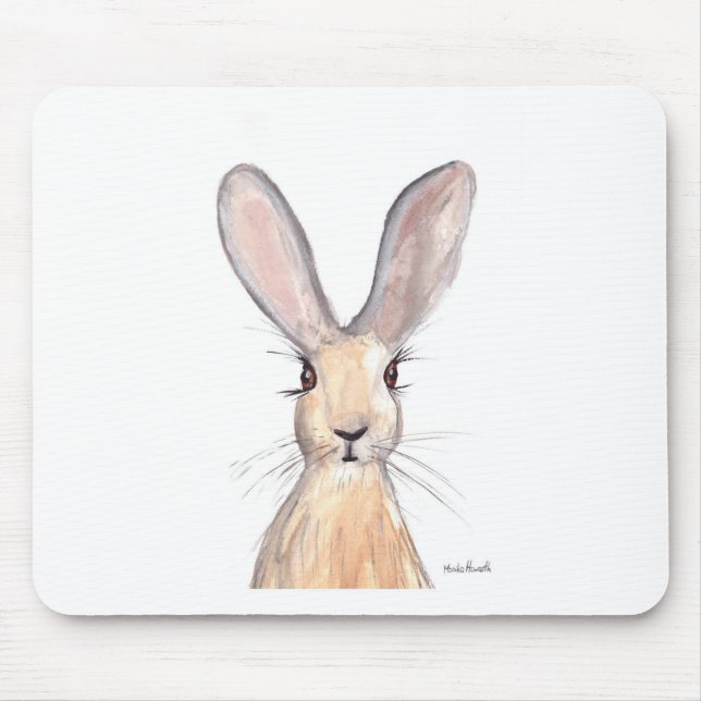 Hare watercolour painting mouse mat (Front)