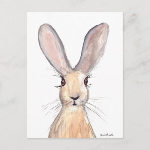 Hare watercolour painting postcard