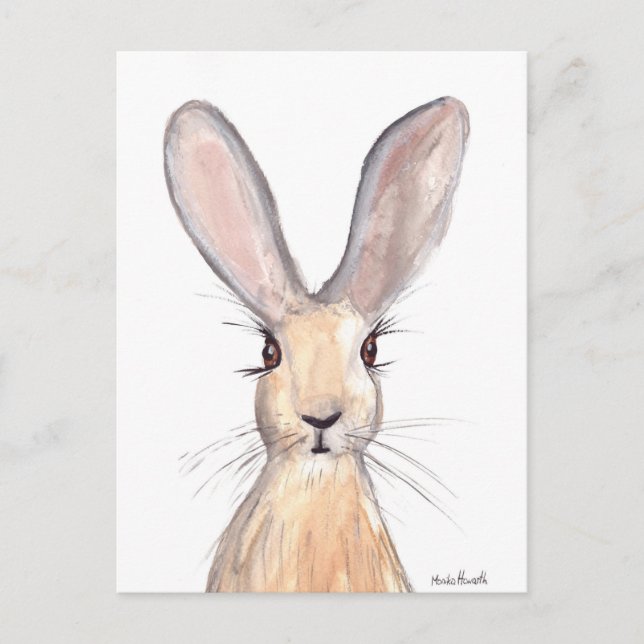 Hare watercolour painting postcard (Front)