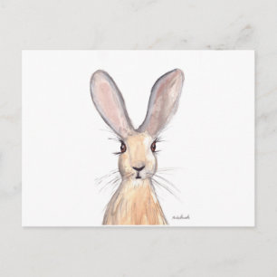 Hare watercolour painting postcard