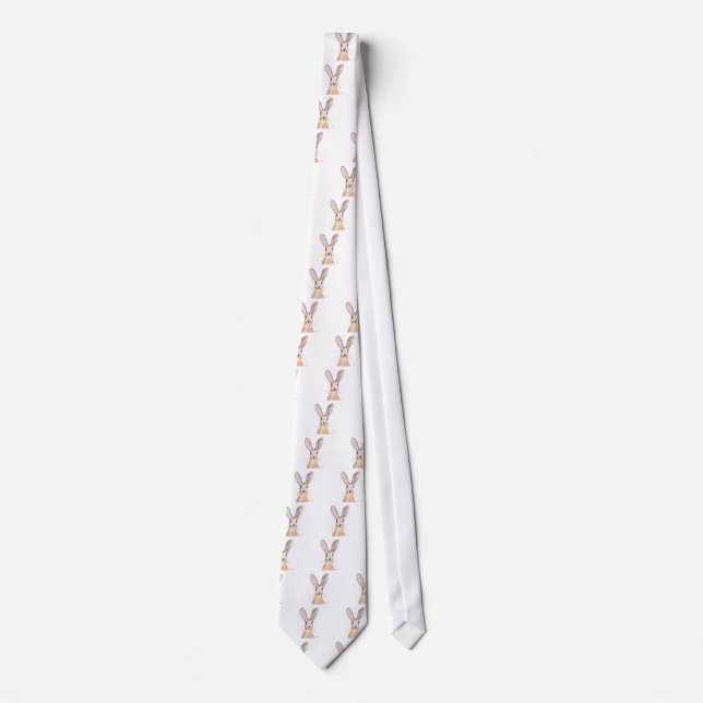 Hare watercolour painting tie (Front)