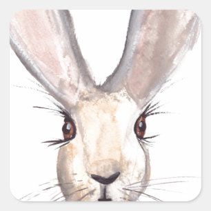 Hare watercolour rabbit cute baby shower nursery  square sticker