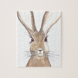 Hare watercolour Rabbit woodland animals Jigsaw Puzzle