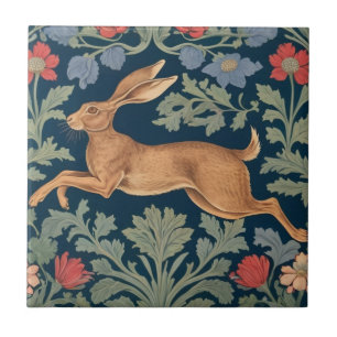 Hare William Morris style Left Facing Floral Tile