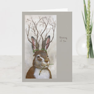 Hare with twigs thinking of you card