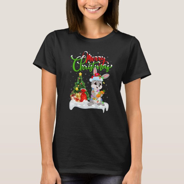 Hare  Xmas Decorations Santa Hare Christmas T-Shirt (Front)