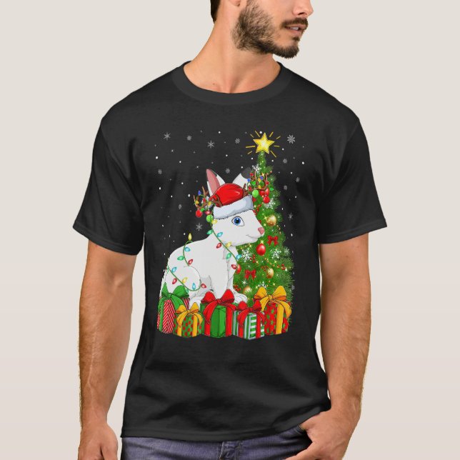 Hare   Xmas Holiday Santa Hare Christmas Tree T-Shirt (Front)