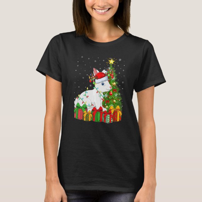 Hare  Xmas Holiday Santa Hare Christmas Tree T-Shirt (Front)