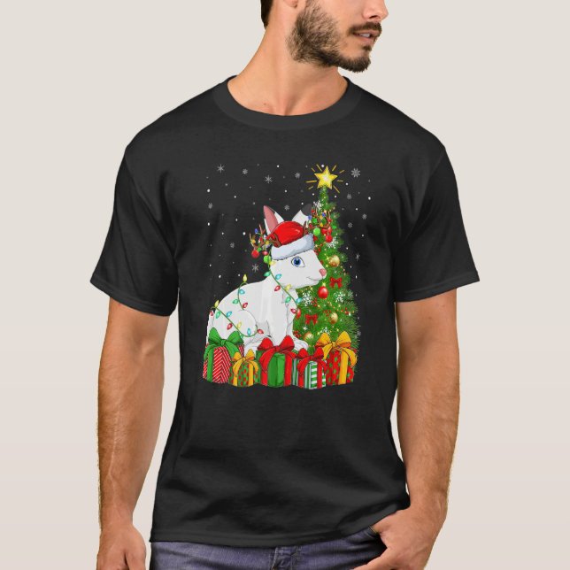 Hare  Xmas Holiday Santa Hare Christmas Tree T-Shirt (Front)