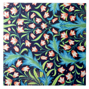 Harebell, vintage pink and white floral design tile