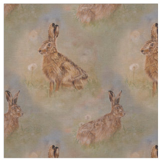 Hares and dandelions painting fabric