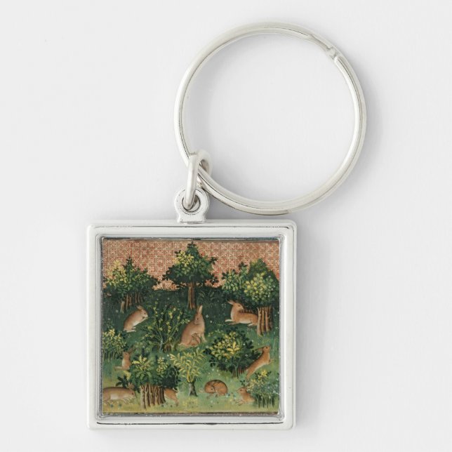 Hares in a Wood Key Ring (Front)